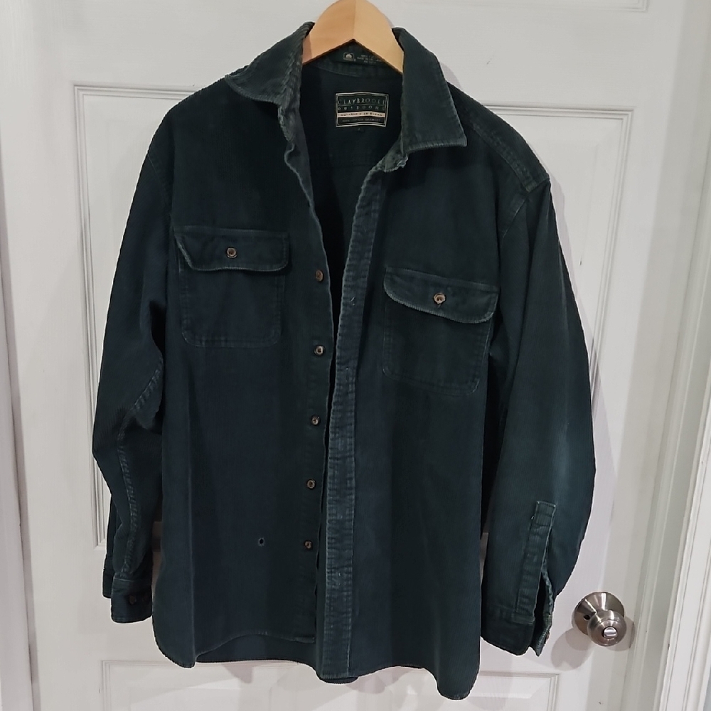 Vintage Claybrooke Outdoors Men's Deep Green Corduroy Shirt Jacket